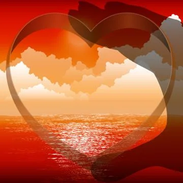 Heart in hands on background of sunset Stock Illustration