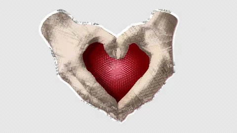 Heart with hands - Collage-styled paper Video stock 306088706