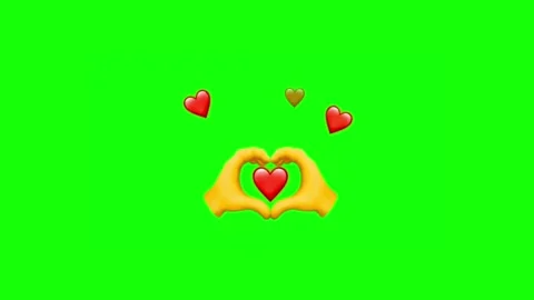 Heart hands gesture animation with red heart on green screen Stock Footage 314392616