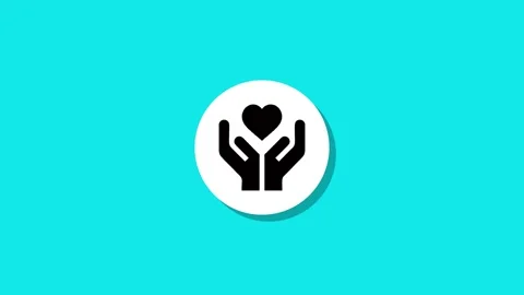 Heart in hands icon animation, flat design graphic motion on a vibrant aqua.. Stock Footage 327762727