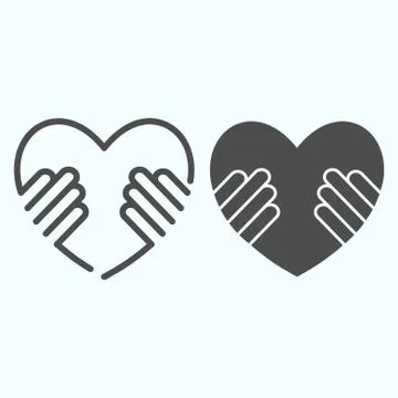 Heart in hands line and solid icon. Love in your hands vector illustration Illustrazione stock