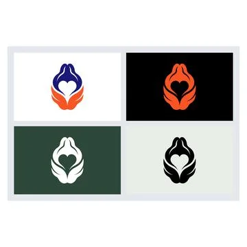 Heart Hands Logo Design Template Set Stock Illustration