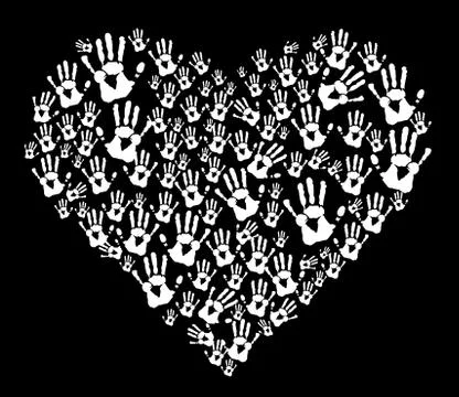 Heart hands print Stock Illustration