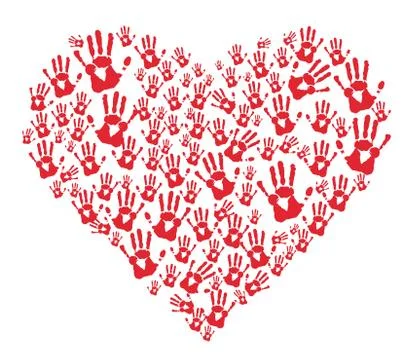 Heart hands print vector Stock Illustration