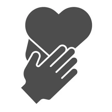 Heart in hands solid icon. Care vector illustration isolated on white. Love Stockillustratie