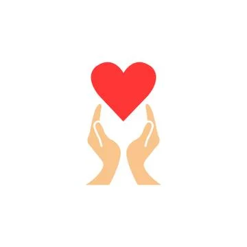 Heart with hands solid icon, healtcare sign Stock Illustration