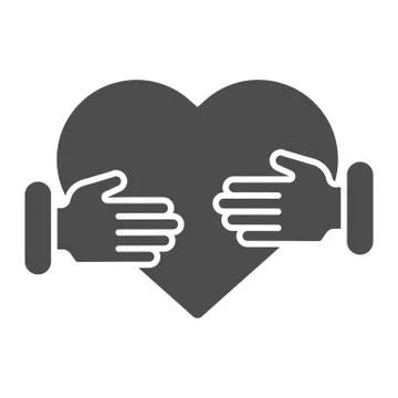 Heart in hands solid icon. Two hands with heart vector illustration isolated on Stock Illustration
