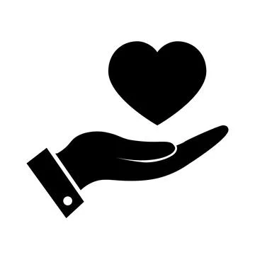 Heart in hands symbol in flat style. Care icon Stock Illustration