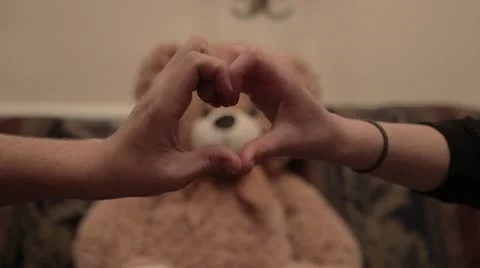Heart Hands Teddy Bear Stock Footage 10772940