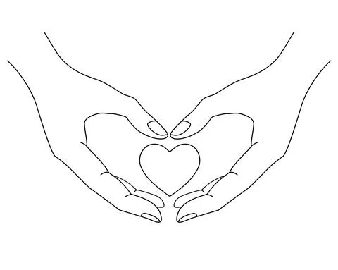 Heart in hands vector editable outline - linear picture. Outline. Heart in hands Stock Illustration