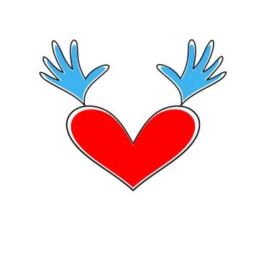 Heart with hands up. Vector heart icon. Heart symbol of Valentine's Day. Stock Illustration