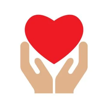 Heart in hands. Vector illustration of hands holding red heart isolated on white Stock Illustration