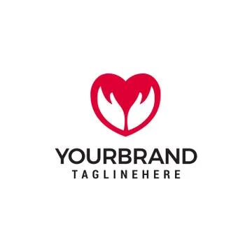 Heart hands vector logotype. Palm love logo icon design. Stock Illustration