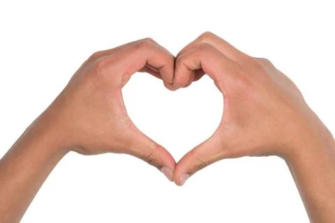 Heart from hands on a white background Stock Photos