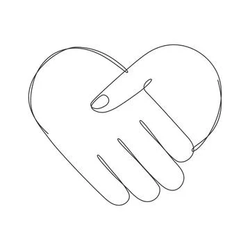 Heart handshake continuous line drawing. Stock Illustration