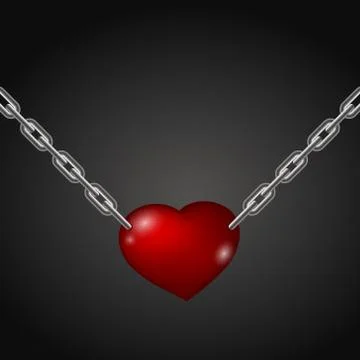 Heart hanging on chains Stock Illustration