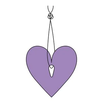 The heart hangs on a thread with a knot. Illustrazione stock