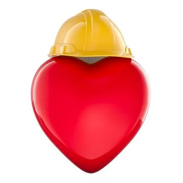 Heart with hard hat. Symbolizing protected love, care, and workplace safety.. Stock Illustration