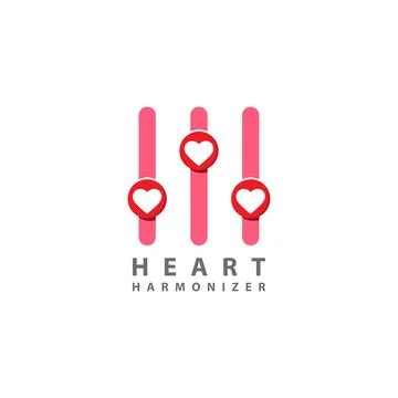 Heart harmonizer logo design template. Heath, love icon with equalizer logo.. Illustrazione stock