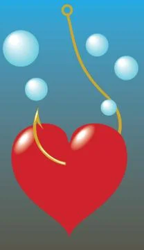 Heart have caught on a hook. Stock Illustration