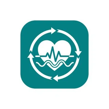 Heart health cycle icon with teal cardio pulse feedback. Stock Illustration
