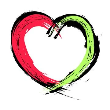 Heart. Heart painted with strokes of paint. Background or card for lovers Stockillustratie
