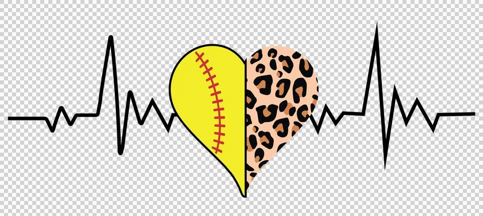 Heart Heartbeat Line With Patterned Shape linear black white Stock Illustration