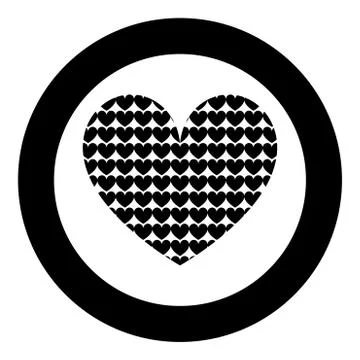 Heart with hearts inside Heart pattern in heart icon in circle round black co Illustrazione stock