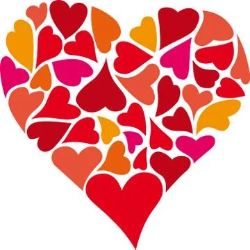 Heart of hearts. Recursive texture in red tones. Stock Illustration