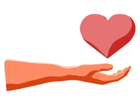 Heart hold in hand as stylized expression of romantic love Stock Illustration