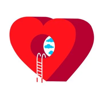 Heart with a hole in the sky. Vector isometric heart illustration. 3d icon Illustrazione stock