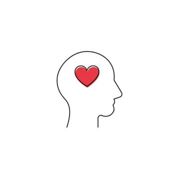 Heart in a human head linear icon editable stroke. The psychology of the way of 스톡 일러스트