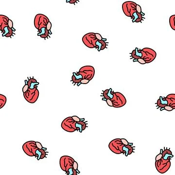 Heart human organ vector seamless pattern 스톡 일러스트