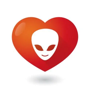 Heart icon with an alien face Stock Illustration