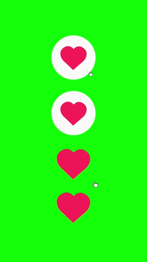 Like Heart Icon Animation Pack Click and Idle | Vertical 4K Green Screen Video stock 332896825