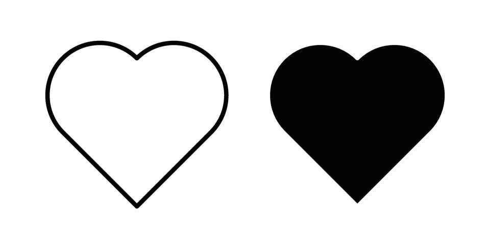 Heart icon black vector isolated on white Stock Illustration