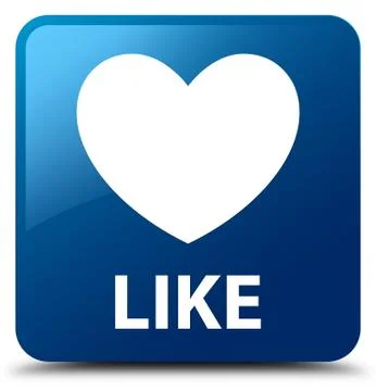 Like (heart icon) blue square button Stock Illustration