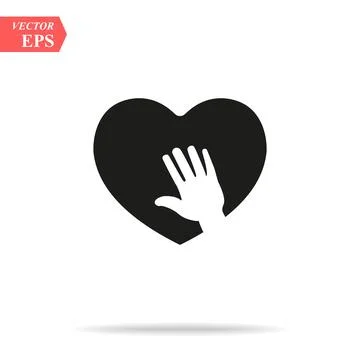 Heart icon with caring hands. design white background vector illustration Illustrazione stock