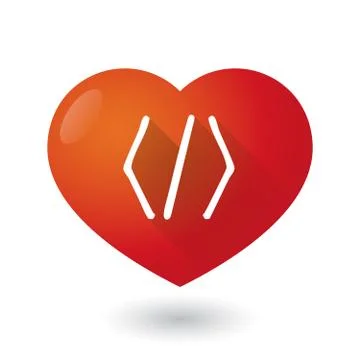 Heart icon with a code sign Stock Illustration