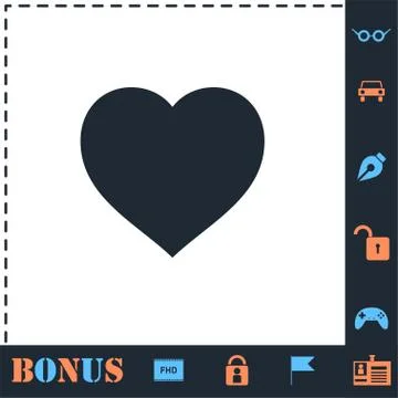 Heart icon flat Stock Illustration
