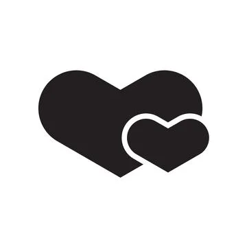 Heart icon in flat style with background. Stock Illustration