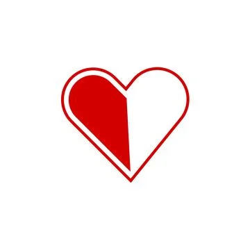 Heart icon in flat style with background. Stock Illustration