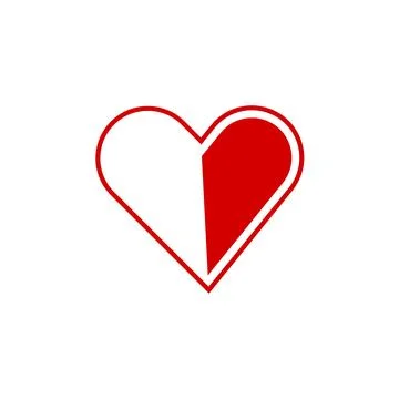 Heart icon in flat style with background. Stock Illustration