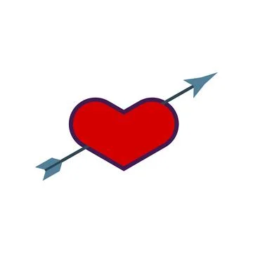 Heart icon in flat style with background. Stock Illustration