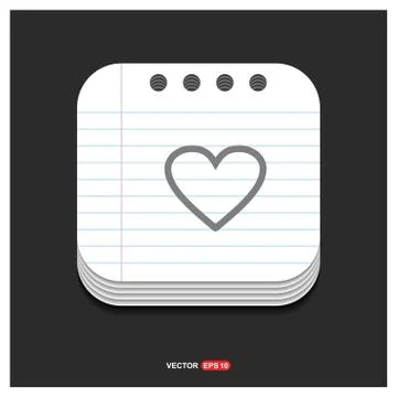 Heart icon Gray icon on Notepad Style template Vector EPS 10 Free Icon Stock Illustration