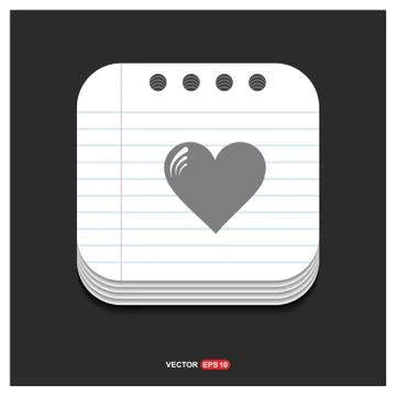 Heart icon Gray icon on Notepad Style template Vector EPS 10 Free Icon 스톡 일러스트