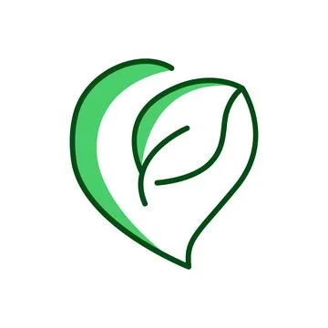 Heart icon with leaf. Suitable for ecology icon. Two tone icon style. Simple Illustrazione stock