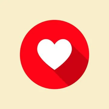 Heart icon with long shadow Stock Illustration