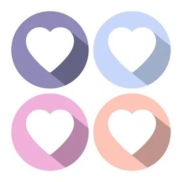Heart icon with a long shadow Stock Illustration