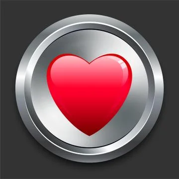 Heart Icon on Metal Internet Button Stock Illustration